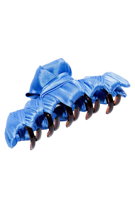 Silk Covered Claw Clip, French Blue Large Zig Zag Jaw by L. Erickson USA