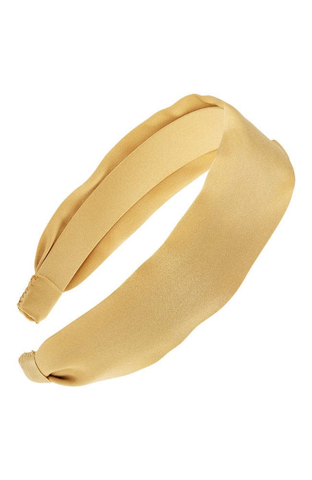 Gold silk headband, 1 1/2" Scarf Wide Headband, Silk Charmeuse Gold by L. Erickson USA