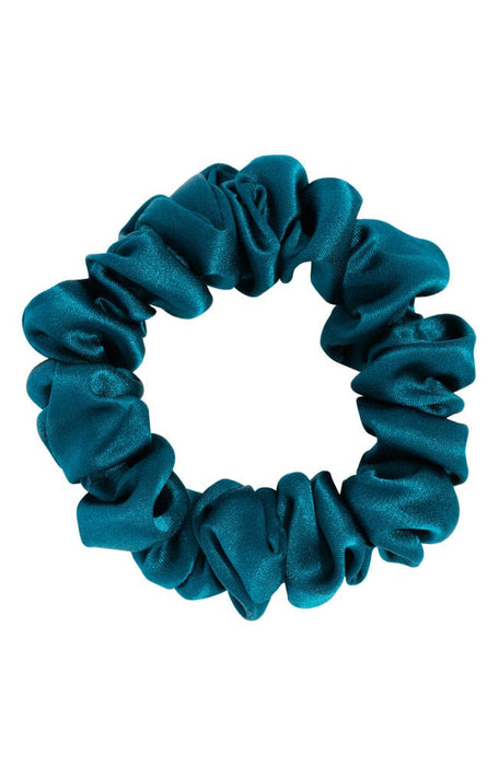 L. Erickson USA Small Silk Scrunchie, Dark Teal Maui Blue