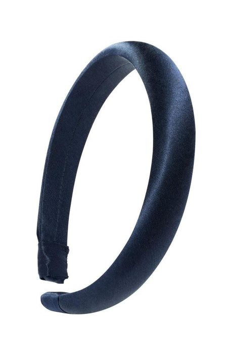 L. Erickson USA 1" Padded Wide Headband - Navy Blue, Silk Charmeuse