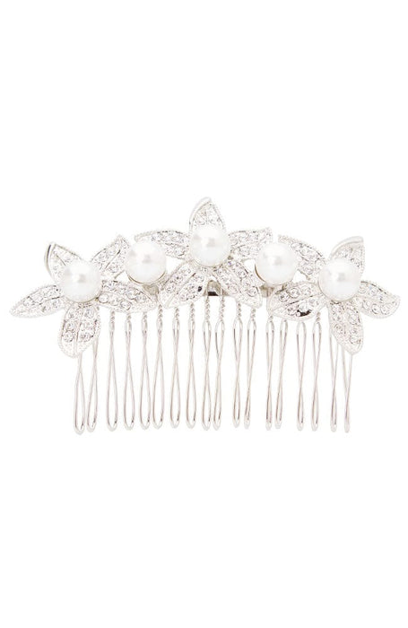 Crystal & Pearl Flower Comb