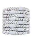 Thick, Silver Hair Ties by L. Erickson, 8 Grab and Go Ponytail Holders, strong hold for thick hair.
