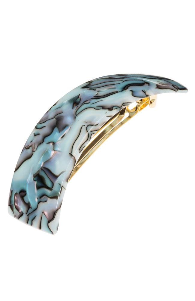 France Luxe large, light blue, faux shell barrette for women - Rectangle Volume Barrette, South Sea.