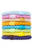 Thick, colorful hair ties by L. Erickson, include light blue, pink, beige, orange, bright blue, lime green, yellow, navy.