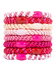 Thick, Pink Hair Ties by L. Erickson, 8 Grab and Go Ponytail Holders, strong hold for thick hair.