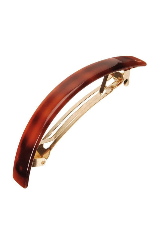 France Luxe Narrow Rectangle Volume Barrette, Classic Faux Tortoise Shell, cellulose acetate and French barrette clasp, hair clip for thick hair