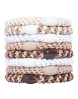 Thick, beige & white hair ties by L. Erickson, 8 pack