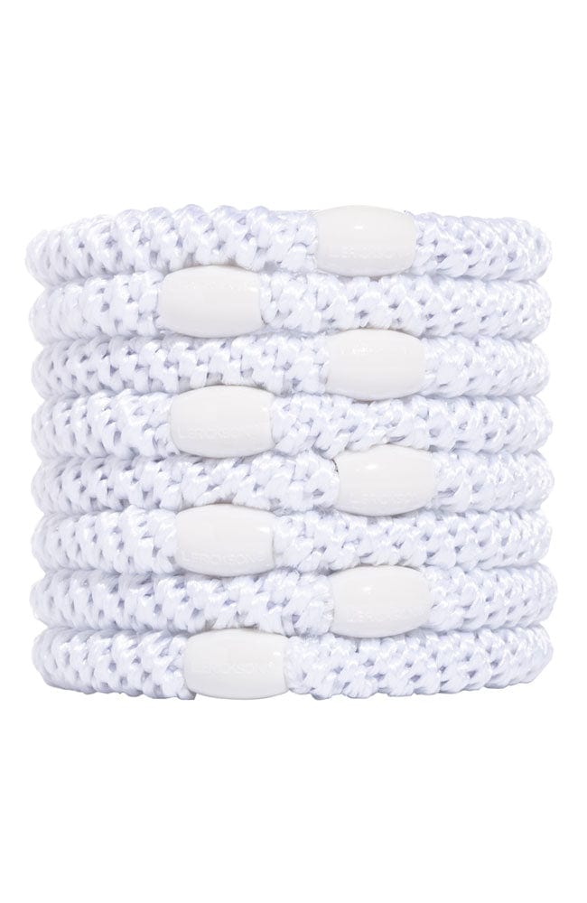 Thick, White Hair Ties by L. Erickson, 8 Grab and Go Ponytail Holders, strong hold for thick hair.