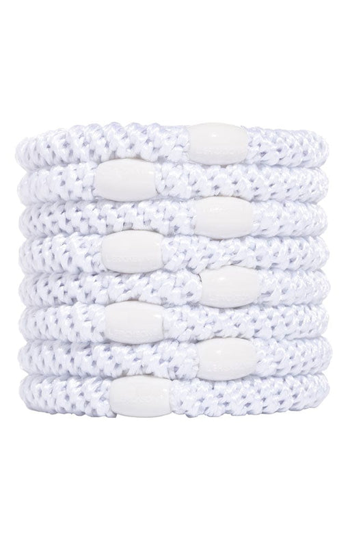 Thick, white hair ties by L. Erickson, 8 pack