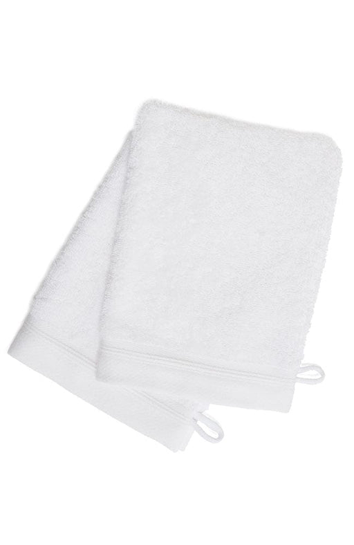 White Bath Mitts, 2 pack, 100% Cotton, by France Luxe Body